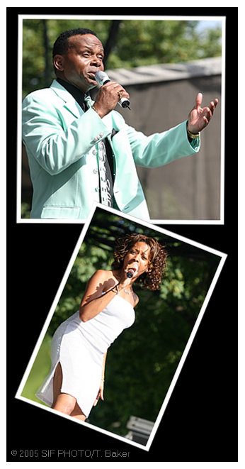 Reunited--Aug. 26--Soul group Peaches & Herb (Miriamm Wright and Herb Fame) perfomred as special guests for a show featuring the Chi-Lites and the Delfonics at Chevolet Court at today's New York State Fair.