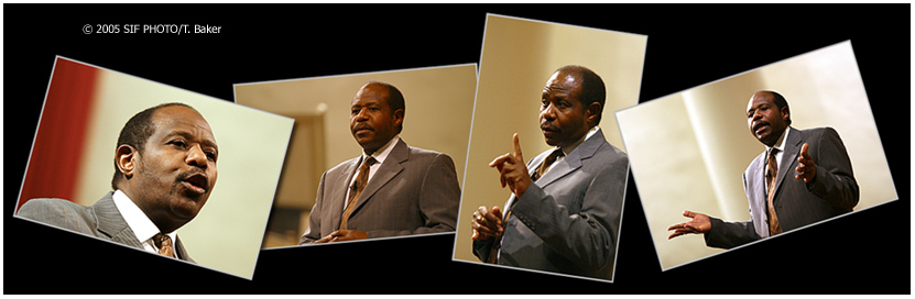 December 7-THE FACE OF COURAGE-Humanitarian Paul Rusesabagina, the real-life hero portrayed in the film "Hotel Rwanda, spoke at Syracuse University last night. As the then manager of a Belgian-owned hotel, he is credited for saving more than a thousand people during a campaign of genocide in Rwanda during the 1990s.  At it's peak the genocide in Rwanda claimed 8,000 lives per day. Rusesabagina recalled some of the horrors he witnessed as well as the geo-political climate during the era. "Silence is complicity," he said. "Genocides are never called genocides until it is too late." 