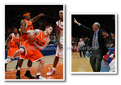 Jan. 23--Syracuse University's Orangemen lost a recent conference battle with rival St. Johns at Madison Square Garden. 