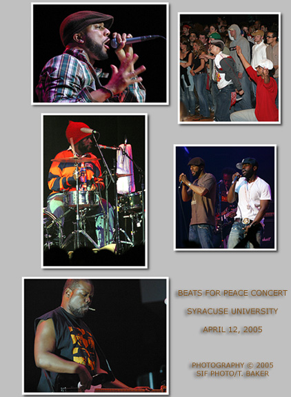 SYRACUSE, April 12, 2005--The Roots and Common rip the stage at the Syracuse University Union's "Beats for Peace Concert"