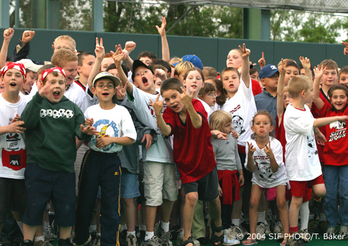 Young fans before a home game in May