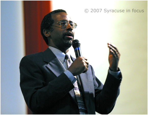September 17--Gifted Hands--Dr. Ben Carson, renowned pediatric neurosurgeon, author and philanthropist, spoke tonight at the WellsLink Transitions Ceremony at Hendricks Chapel on the campus of Syracuse University. Dr. Carson encouraged students to make the world a better place by using their God-given talents and abilities to help others around them succeed.  "God made you with a brain with the capacity to be relevant to everybody. You have to make a decision as to how you are going to use it." If you want to be relevant to the world you have to know what's important to the world, he said.