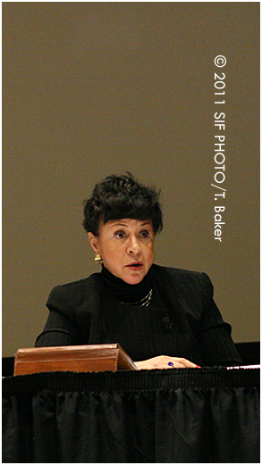 Philanthropist and entrepreneur Sheila C. Johnson spoke at SUNY Morrisville