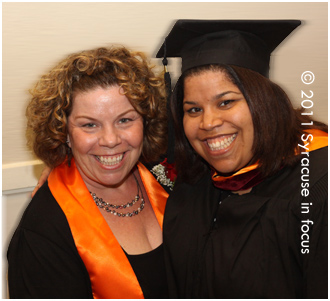 April Lea Gascon (right), International Relations Master's graduate, with her mother Yvonne.