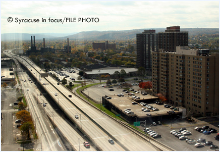 Interstate 81 runs through the city of Syracuse