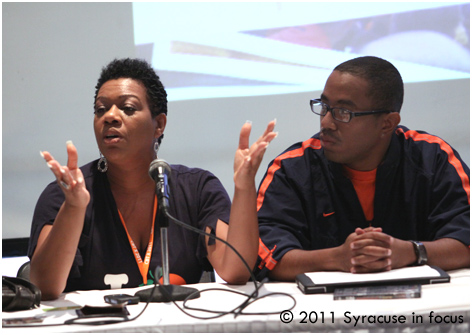 Michelle Walker Davis and Anthony Otero at Syracuse University's CBT X Networking discussion