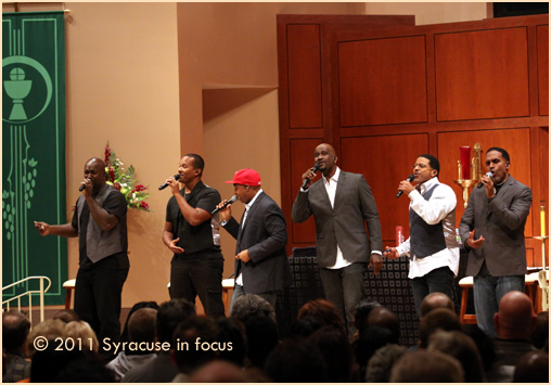 Take 6 on stage at Holy Cross Church