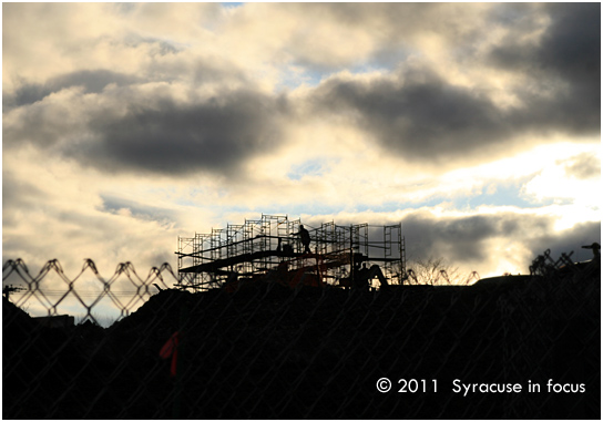 Construction of Cooper Beech Commons near East Fayette Street and University Avenue.