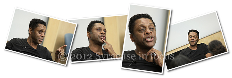 Actor, director, writer Lawrence Hilton Jacobs speaks at Syracuse University on Wednesday.