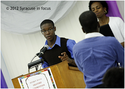 Isaaq Miller of MPH responds to an audience question after arguing the negative of social media