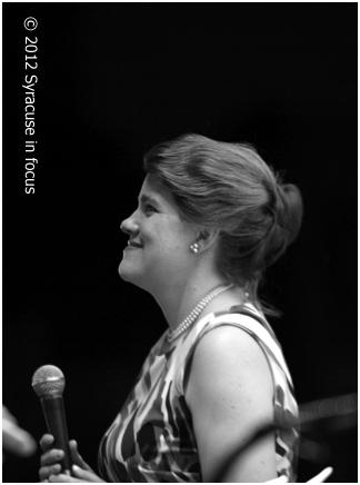 Vocalist Catherine Gale sings with the CNY Jazz Orchestra during the CandleLight Series in Armory Square last weekend.