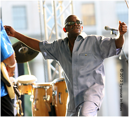 Eddie "Wall St" Brown dances during a set at the Northeast Jazz & Wine Festival on Friday night.