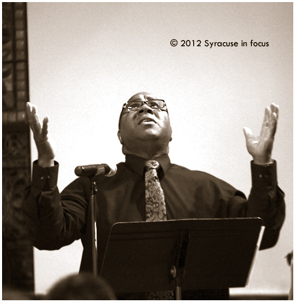 George Kilpatrick reads the words of Harriet Tubman at the Skaneateles Festival, not far from a stop on the Underground Railroad.