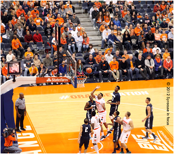 Dajuan Coleman makes an impact on the floor as a SU freshman a few weeks ago.