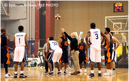 Ceremonial jump ball with former Onondaga County Executive Nick Pirro