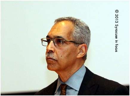 Noted author and psychologist Claude Steele, a protoge of Kenneth Clark, spoke at Syracuse University tonight. He discussed stereotype threats and the significants of identity from his book Whistling Vivaldi. Real excellence comes from a diversity of perspectives, he said. His twin brother is author Shelby Steele.