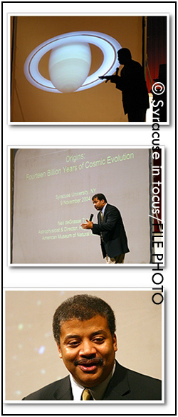 Astrophysicist Dr. Neil deGrasse Tyson visited Syracuse University in 2004.