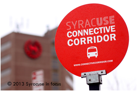 New Signs (designed in Syracuse) now dot the Connective Corridor Bus Route.