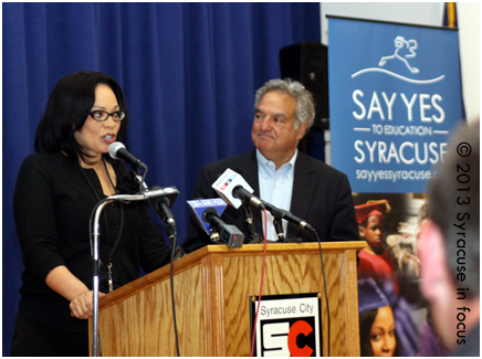 Current and former Syracuse City School Superindendent Sharon Contreras and Daniel Lowengard speak about the success of Say Yes.