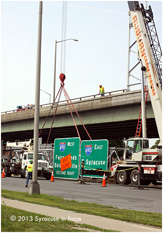 Sign Repair, elevated section of Route I81 North