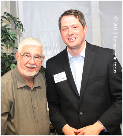 Former and current head of The Rescue Mission of Syracuse (Clarence Jordan and Alan Thornton) at the Vision Center on South Salina Street for the 2013 Teen Tech Graduation Ceremony. 