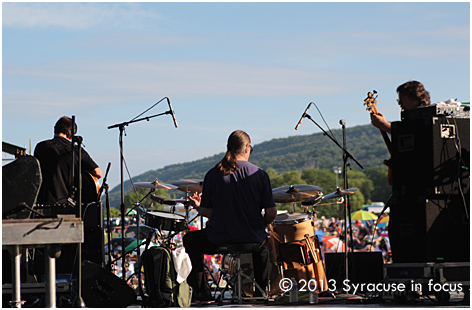 Brubeck Brothers Quartet (pictured Mike DeMicco, Dan Brubeck and Chris Brubeck) playing Jamesville Beach.