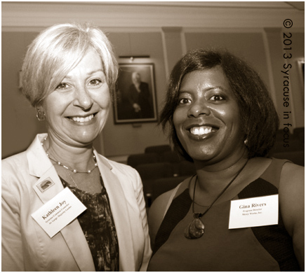 Syracuse Common Councilor Kathleen Joy one of the judges for the Final Boardroom and Mercy Works Program Director Gina Rivers