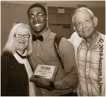 SYNtern Vision Challenge winner Adrian Kellam with philanthropists Bill and Sabra Reichardt