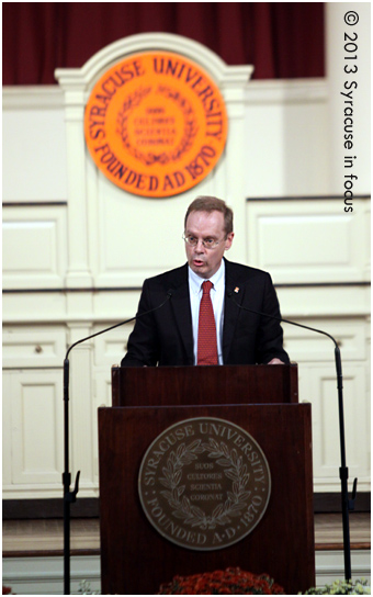 Kent D. Syverud was introduced today as the Chancellor-designate at Syracuse University. He will take over for Nancy Cantor, <a href=