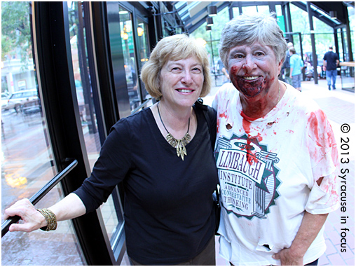 Connective Corridor Director Linda Dickerson Hartsock with a member of her staff who participated in Thriller Flash Mob.