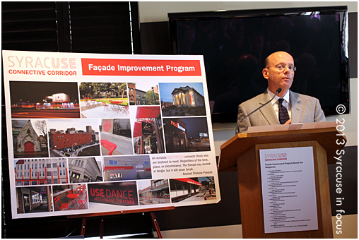 Peter Dunn, CEO of the Community Foundation speaks about the Syracuse Beautifcation Fund today during a press conference at the Parkview Hotel.