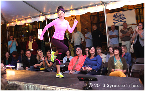 Farah Jordan glides along the runway in active wear.