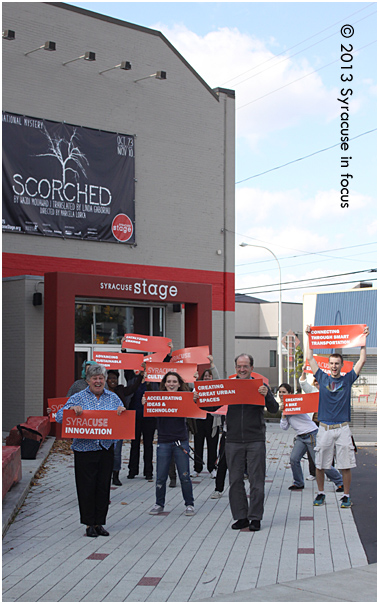 A flash mob showed appreciation for outgoing Chancellor Nancy Cantor at Syracuse Stage on Friday.