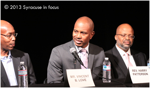 Panelists Vincent Love, Rev. Harry Patterson and Dr. James Haywood Rolling