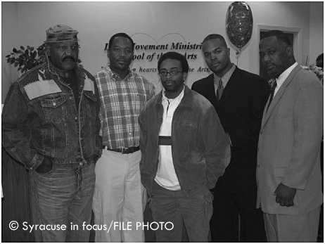 Jim Brown, Julius Edwards, Spike Lee, Rufus Morris, General Davis at the School of the heARTS (what is now Merchant's Commons Building) a decade ago.