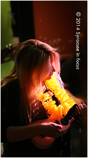 Altared lead vocalist Katrina Eason shows off a stylish lei during a recent performance.