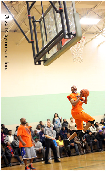 Julius "Pop" Anderson floats to the basket for a layup in the final minute of the second half.