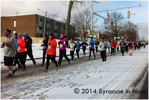 The Syracuse Half Marathon continued yesterday, despite a return to winter weather conditions.