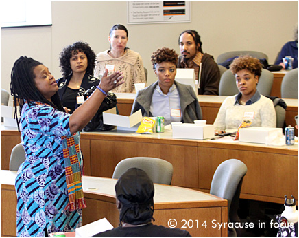 Griot Vanessa Johnson talked about activist Ella Baker during a lunch break for the Cold Case Justice Initiative Civil Rights Conference on Friday.