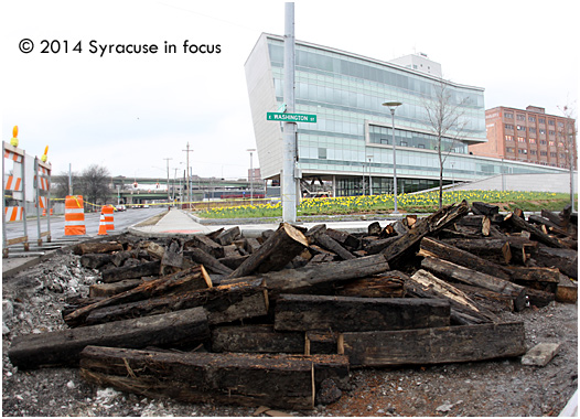 Connective Corridor construction near the Center of Excellence unearths infrastructure from the old Washington Street line