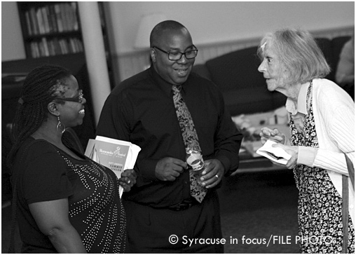 Gloria and George Kilpatrick talk with Karen DeCrow at the Skaneates Festival a few years ago.