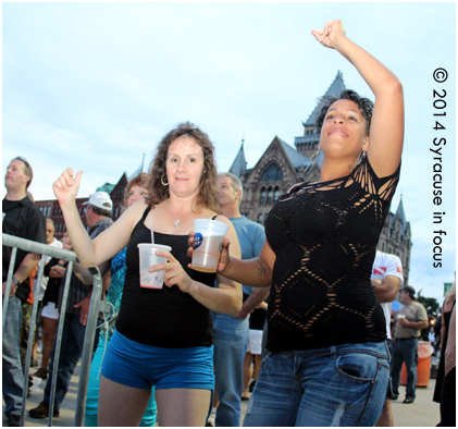 Rachel and her mom danced in Clinton Square during the NYS Blues Festival.