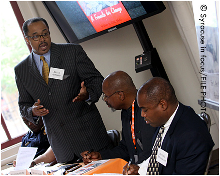 Dr. Keith Alford leads a discussion during CBT X (pictured with Ali Alif Muhammad and Jeffrey Mangram).