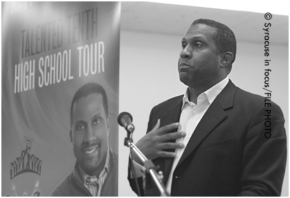 Media personality Tavis Smiley spoke at Corcoran High School in 2008.