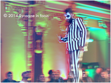 Michael Heagerty does his best Beetlejuice at last night's fashion show.