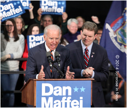 Vice President Joe Biden stresses restoring the middle class during a campaign visit for Dan Maffei. Biden has made several visits to Central New York in the past 6 months. Maffei brought former President Bill Clinton to stump for him during his last campaign a few years ago.