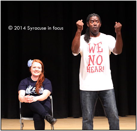 Wawa was joined on stage by OCC student and ASL club member Chelsea (left) during his performance.