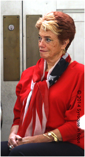 Vocalist Joanne Bakeman showed off her patriotic fashion sense during the Veterans Day Program at the War Memorial.