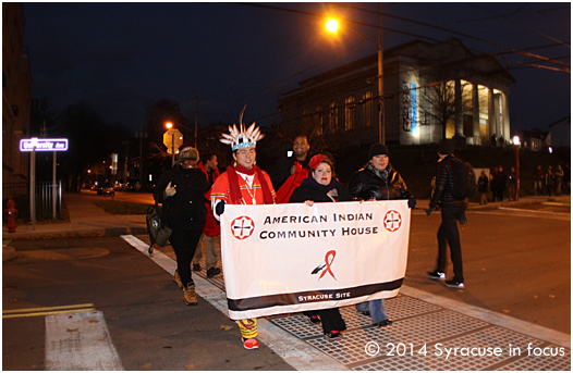 The American Indian Community House led a march for Central New York's World's AIDS Day.