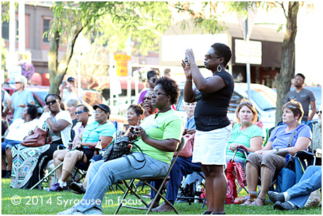 Donna Alford taking a photo of her band